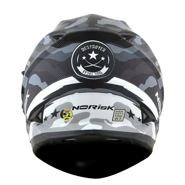 CAPACETE NORISK SOUL FF302 DESTROYER MATT BLACK/WHITE