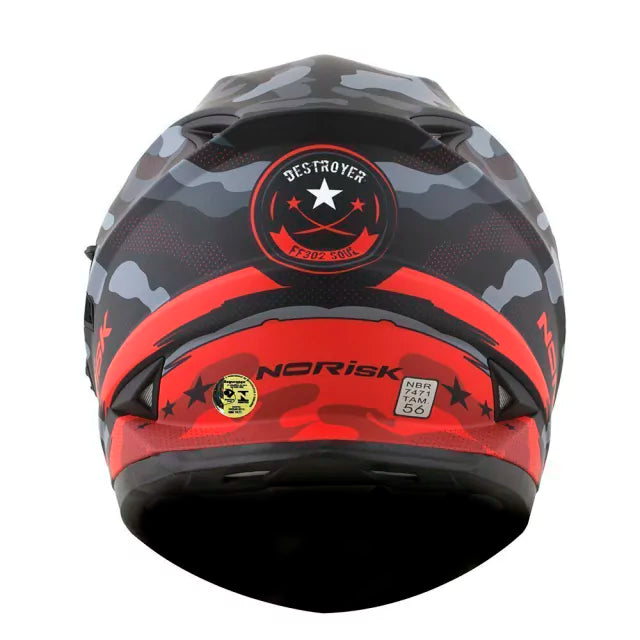 CAPACETE NORISK SOUL FF302 DESTROYER MATT BLACK/RED