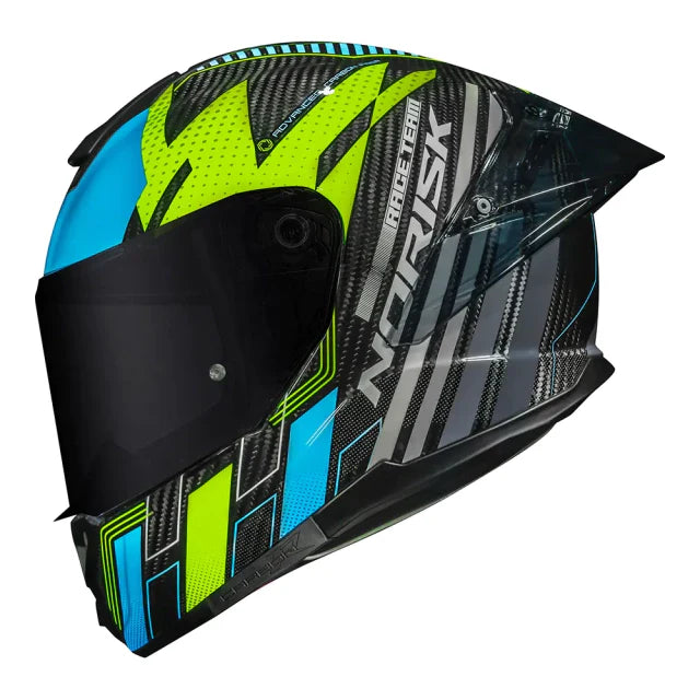 CAPACETE NORISK CARBON R TEAM AMARELO/AZUL
